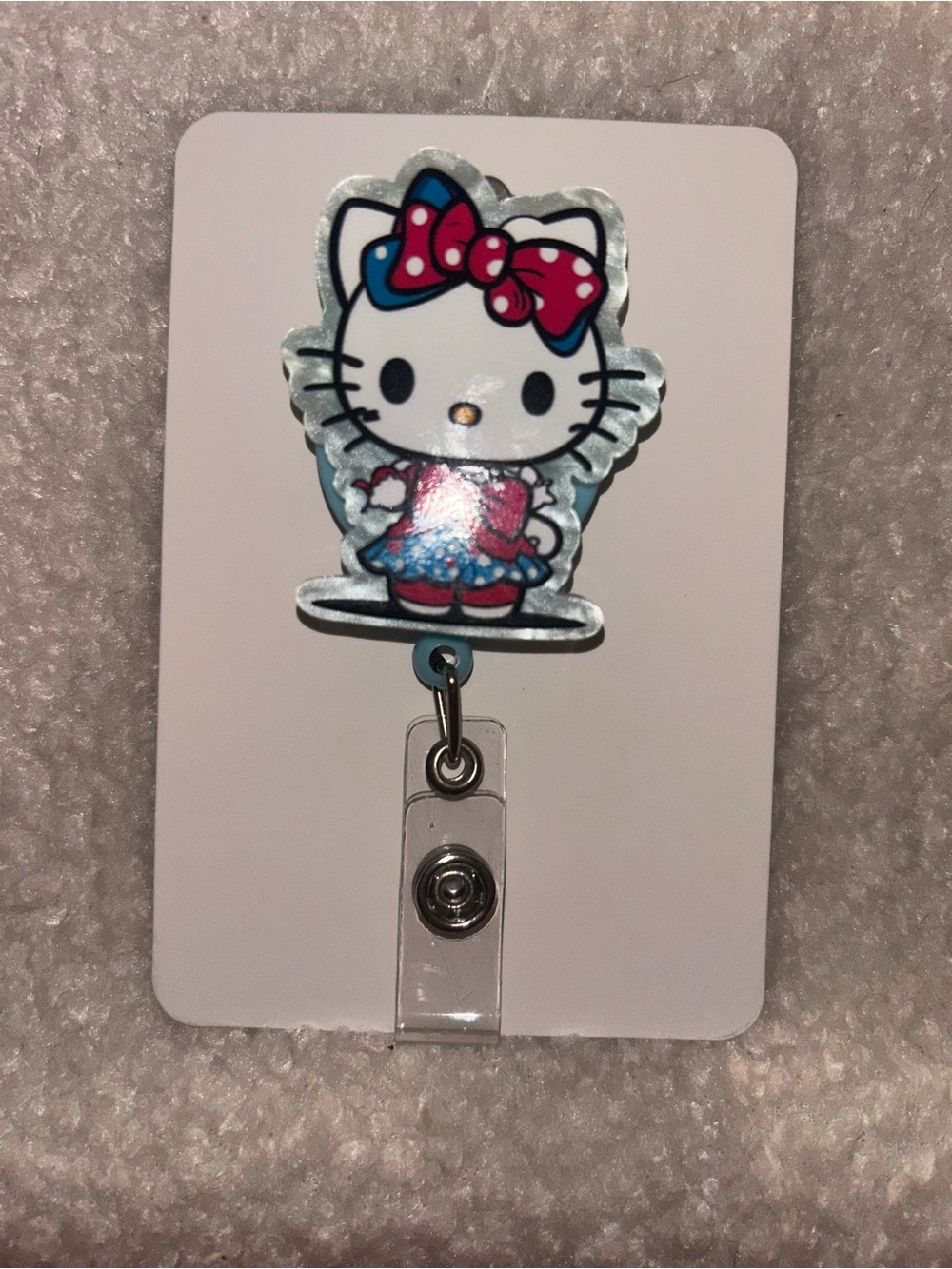 Hello Kitty Blue & Pink Retractable Badge Reel Card Holder